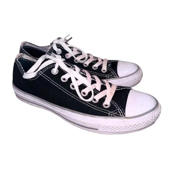 Converse Chuck Taylor All Star Low-Top Sneaker Black/White 7.5 Skater Athletic - Picture 2 of 10